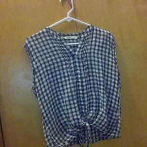 plaid sleeveless button up shirt